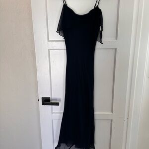 Aritzia Wilfred Navy Ruffle Dress